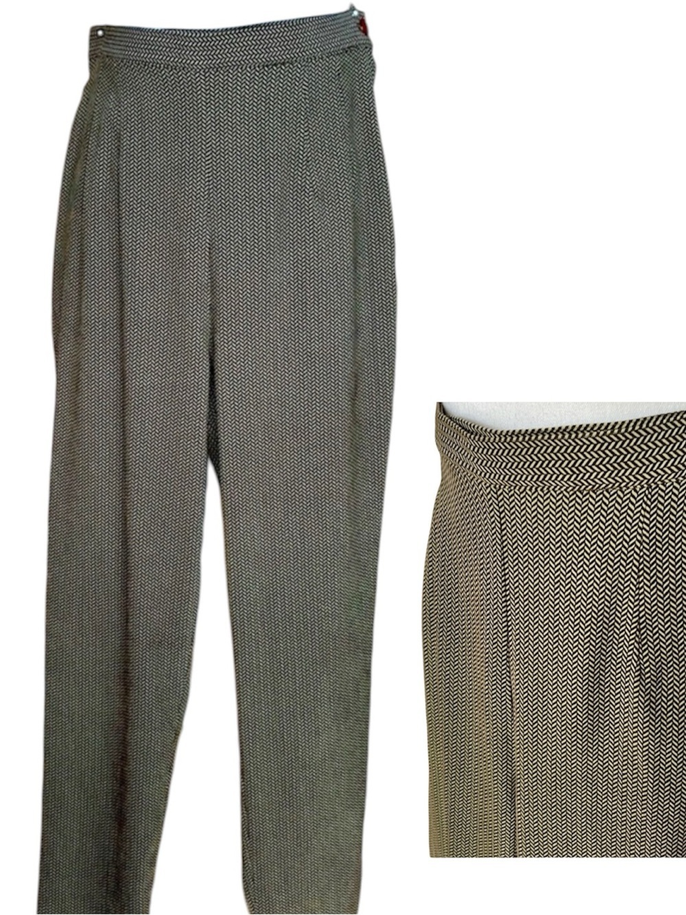 3/$20 Vintage Studio Olive & Brown Herringbone Pants Hi Waist Business Casual